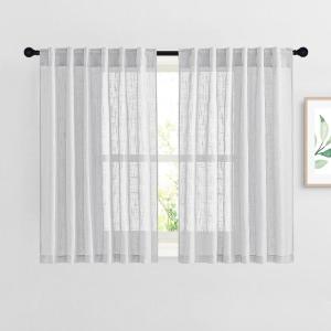 imageNICETOWN White Linen Sheer Curtains and Drapes 84 inches Long Rod Pocket ampamp Back Tab semitransparent with Light Through Vertical Window Treatments for Sliding Glass Door ampamp Living Room 52quotW Set of 2Silver Grey