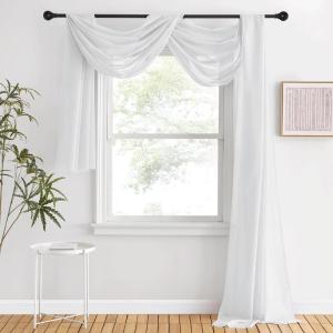 imageNICETOWN White Sheer Window Scarf 216 inch Extra Long Soft Voile Textured Bed Canopy Scarf Curtains for Event DesignsHome Decor 60 inches Wide Set of 2Light Gray