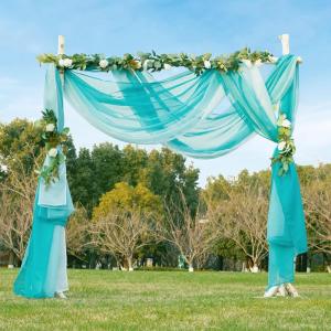 imageNICETOWN White Sheer Window Scarf 216 inch Extra Long Soft Voile Textured Bed Canopy Scarf Curtains for Event DesignsHome Decor 60 inches Wide Set of 2Ombre Teal