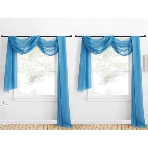 imageNICETOWN White Sheer Window Scarf 216 inch Extra Long Soft Voile Textured Bed Canopy Scarf Curtains for Event DesignsHome Decor 60 inches Wide Set of 2Turquoise