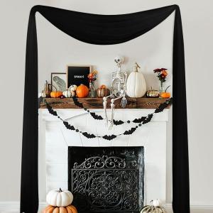 imageNICETOWN White Sheer Window Scarf 216 inch Extra Long Soft Voile Textured Bed Canopy Scarf Curtains for Event DesignsHome Decor 60 inches Wide Set of 2Black