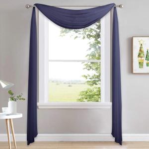 imageNICETOWN White Sheer Window Scarf 216 inch Extra Long Soft Voile Textured Bed Canopy Scarf Curtains for Event DesignsHome Decor 60 inches Wide Set of 2Dark Blue