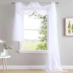 imageNICETOWN White Sheer Window Scarf 216 inch Extra Long Soft Voile Textured Bed Canopy Scarf Curtains for Event DesignsHome Decor 60 inches Wide Set of 2White