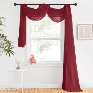 imageNICETOWN White Sheer Window Scarf 216 inch Extra Long Soft Voile Textured Bed Canopy Scarf Curtains for Event DesignsHome Decor 60 inches Wide Set of 2Haute Red