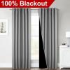imageNICETOWN 100 Blackout Window Curtain Panels Cold and Full Light Blocking Drapes with Black Liner for Nursery 84 Inches Drop Thermal Insulated Draperies Pure White 2 Pieces 52 inches WideSilver Grey