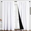 imageNICETOWN 100 Blackout Window Curtain Panels Cold and Full Light Blocking Drapes with Black Liner for Nursery 84 Inches Drop Thermal Insulated Draperies Pure White 2 Pieces 52 inches WidePure White