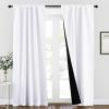 imageNICETOWN 100 Blackout Window Curtain Panels Cold and Full Light Blocking Drapes with Black Liner for Nursery 84 Inches Drop Thermal Insulated Draperies Pure White 2 Pieces 52 inches WidePure White