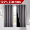 imageNICETOWN 100 Blackout Window Curtain Panels Cold and Full Light Blocking Drapes with Black Liner for Nursery 84 Inches Drop Thermal Insulated Draperies Pure White 2 Pieces 52 inches WideGrey