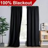 imageNICETOWN 100 Blackout Window Curtain Panels Cold and Full Light Blocking Drapes with Black Liner for Nursery 84 Inches Drop Thermal Insulated Draperies Pure White 2 Pieces 52 inches WideBlack