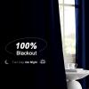 imageNICETOWN 100 Blackout Window Curtain Panels Cold and Full Light Blocking Drapes with Black Liner for Nursery 84 Inches Drop Thermal Insulated Draperies Pure White 2 Pieces 52 inches WideNavy Blue