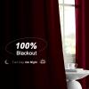 imageNICETOWN 100 Blackout Window Curtain Panels Cold and Full Light Blocking Drapes with Black Liner for Nursery 84 Inches Drop Thermal Insulated Draperies Pure White 2 Pieces 52 inches WideWine Red
