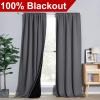 imageNICETOWN 100 Blackout Window Curtain Panels Cold and Full Light Blocking Drapes with Black Liner for Nursery 84 Inches Drop Thermal Insulated Draperies Pure White 2 Pieces 52 inches WideGrey