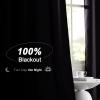 imageNICETOWN 100 Blackout Window Curtain Panels Cold and Full Light Blocking Drapes with Black Liner for Nursery 84 Inches Drop Thermal Insulated Draperies Pure White 2 Pieces 52 inches WidePurple Brown