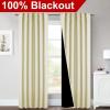 imageNICETOWN 100 Blackout Window Curtain Panels Cold and Full Light Blocking Drapes with Black Liner for Nursery 84 Inches Drop Thermal Insulated Draperies Pure White 2 Pieces 52 inches WideBeige