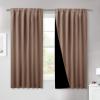 imageNICETOWN 100 Blackout Window Curtain Panels Cold and Full Light Blocking Drapes with Black Liner for Nursery 84 Inches Drop Thermal Insulated Draperies Pure White 2 Pieces 52 inches WideCappuccino