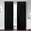 imageNICETOWN 100 Blackout Window Curtain Panels Cold and Full Light Blocking Drapes with Black Liner for Nursery 84 Inches Drop Thermal Insulated Draperies Pure White 2 Pieces 52 inches WideBlack