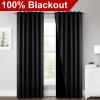 imageNICETOWN 100 Blackout Window Curtain Panels Cold and Full Light Blocking Drapes with Black Liner for Nursery 84 Inches Drop Thermal Insulated Draperies Pure White 2 Pieces 52 inches WideBlack