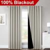 imageNICETOWN 100 Blackout Window Curtain Panels Cold and Full Light Blocking Drapes with Black Liner for Nursery 84 Inches Drop Thermal Insulated Draperies Pure White 2 Pieces 52 inches WideNatural
