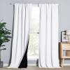 imageNICETOWN 100 Blackout Window Curtain Panels Cold and Full Light Blocking Drapes with Black Liner for Nursery 84 Inches Drop Thermal Insulated Draperies Pure White 2 Pieces 52 inches WidePure White
