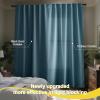 imageNICETOWN 100 Blackout Window Curtain Panels Cold and Full Light Blocking Drapes with Black Liner for Nursery 84 Inches Drop Thermal Insulated Draperies Pure White 2 Pieces 52 inches WideSmoky Blue