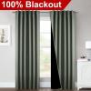 imageNICETOWN 100 Blackout Window Curtain Panels Cold and Full Light Blocking Drapes with Black Liner for Nursery 84 Inches Drop Thermal Insulated Draperies Pure White 2 Pieces 52 inches WideDark Mallard