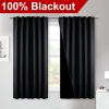 imageNICETOWN 100 Blackout Window Curtain Panels Cold and Full Light Blocking Drapes with Black Liner for Nursery 84 Inches Drop Thermal Insulated Draperies Pure White 2 Pieces 52 inches WideBlack