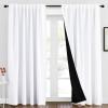 imageNICETOWN 100 Blackout Window Curtain Panels Cold and Full Light Blocking Drapes with Black Liner for Nursery 84 Inches Drop Thermal Insulated Draperies Pure White 2 Pieces 52 inches WidePure White