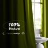 imageNICETOWN 100 Blackout Window Curtain Panels Cold and Full Light Blocking Drapes with Black Liner for Nursery 84 Inches Drop Thermal Insulated Draperies Pure White 2 Pieces 52 inches WideFresh Green