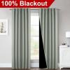 imageNICETOWN 100 Blackout Window Curtain Panels Cold and Full Light Blocking Drapes with Black Liner for Nursery 84 Inches Drop Thermal Insulated Draperies Pure White 2 Pieces 52 inches WideGreyish Green