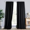 imageNICETOWN 100 Blackout Window Curtain Panels Cold and Full Light Blocking Drapes with Black Liner for Nursery 84 Inches Drop Thermal Insulated Draperies Pure White 2 Pieces 52 inches WideBlack