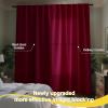 imageNICETOWN 100 Blackout Window Curtain Panels Cold and Full Light Blocking Drapes with Black Liner for Nursery 84 Inches Drop Thermal Insulated Draperies Pure White 2 Pieces 52 inches WideWine Red