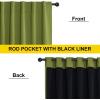 imageNICETOWN 100 Blackout Window Curtain Panels Cold and Full Light Blocking Drapes with Black Liner for Nursery 84 Inches Drop Thermal Insulated Draperies Pure White 2 Pieces 52 inches WideOlive Green