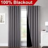 imageNICETOWN 100 Blackout Window Curtain Panels Cold and Full Light Blocking Drapes with Black Liner for Nursery 84 Inches Drop Thermal Insulated Draperies Pure White 2 Pieces 52 inches WideGrey