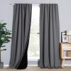 imageNICETOWN 100 Blackout Window Curtain Panels Cold and Full Light Blocking Drapes with Black Liner for Nursery 84 Inches Drop Thermal Insulated Draperies Pure White 2 Pieces 52 inches WideGrey