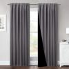 imageNICETOWN 100 Blackout Window Curtain Panels Cold and Full Light Blocking Drapes with Black Liner for Nursery 84 Inches Drop Thermal Insulated Draperies Pure White 2 Pieces 52 inches WideGrey