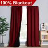 imageNICETOWN 100 Blackout Window Curtain Panels Cold and Full Light Blocking Drapes with Black Liner for Nursery 84 Inches Drop Thermal Insulated Draperies Pure White 2 Pieces 52 inches WideBurgundy Red
