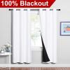 imageNICETOWN 100 Blackout Window Curtain Panels Full Light Blocking Drapes with Black Liner for Nursery 72inch Drop Thermal Insulated Draperies White 2 Pieces 42inch Wide Per Panel