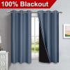 imageNICETOWN 100 Blackout Window Curtain Panels Stone Blue 2 Pieces 37quot Wide Each Panel Heat and Full Light Blocking Drapes with Black Liner for Nursery 40quot Drop Thermal Insulated Draperies