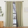 imageNICETOWN 2 Panels Faux Linen 100 Blackout Curtains for Living Room Rod PocketBack TabHook Belt Room Darkening Window Treatment with Liner Thermal Curtains for Bedroom Natural W50 x L96Beige