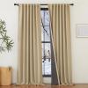 imageNICETOWN 2 Panels Faux Linen 100 Blackout Curtains for Living Room Rod PocketBack TabHook Belt Room Darkening Window Treatment with Liner Thermal Curtains for Bedroom Natural W50 x L96Oatmeal