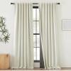 imageNICETOWN 2 Panels Faux Linen 100 Blackout Curtains for Living Room Rod PocketBack TabHook Belt Room Darkening Window Treatment with Liner Thermal Curtains for Bedroom Natural W50 x L96Natural