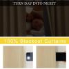 imageNICETOWN 2 Panels Faux Linen 100 Blackout Curtains for Living Room Rod PocketBack TabHook Belt Room Darkening Window Treatment with Liner Thermal Curtains for Bedroom Natural W50 x L96Oatmeal