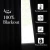 imageNICETOWN 2 Panels Faux Linen 100 Blackout Curtains for Living Room Rod PocketBack TabHook Belt Room Darkening Window Treatment with Liner Thermal Curtains for Bedroom Natural W50 x L96Navy Blue