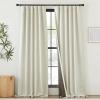 imageNICETOWN 2 Panels Faux Linen 100 Blackout Curtains for Living Room Rod PocketBack TabHook Belt Room Darkening Window Treatment with Liner Thermal Curtains for Bedroom Natural W50 x L96Natural