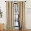 imageNICETOWN 2 Panels Faux Linen 100 Blackout Curtains for Living Room Rod PocketBack TabHook Belt Room Darkening Window Treatment with Liner Thermal Curtains for Bedroom Natural W50 x L96Oatmeal