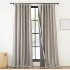 imageNICETOWN 2 Panels Faux Linen 100 Blackout Curtains for Living Room Rod PocketBack TabHook Belt Room Darkening Window Treatment with Liner Thermal Curtains for Bedroom Natural W50 x L96Angora