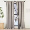 imageNICETOWN 2 Panels Faux Linen 100 Blackout Curtains for Living Room Rod PocketBack TabHook Belt Room Darkening Window Treatment with Liner Thermal Curtains for Bedroom Natural W50 x L96Angora