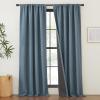 imageNICETOWN 2 Panels Faux Linen 100 Blackout Curtains for Living Room Rod PocketBack TabHook Belt Room Darkening Window Treatment with Liner Thermal Curtains for Bedroom Natural W50 x L96Mist Blue