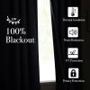 imageNICETOWN 2 Panels Faux Linen 100 Blackout Curtains for Living Room Rod PocketBack TabHook Belt Room Darkening Window Treatment with Liner Thermal Curtains for Bedroom Natural W50 x L96Mist Blue