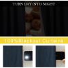 imageNICETOWN 2 Panels Faux Linen 100 Blackout Curtains for Living Room Rod PocketBack TabHook Belt Room Darkening Window Treatment with Liner Thermal Curtains for Bedroom Natural W50 x L96Navy Blue